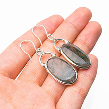 Load image into Gallery viewer, StarGems Natural Moss Agate Handmade 925 Sterling Silver Earrings 2" D6880