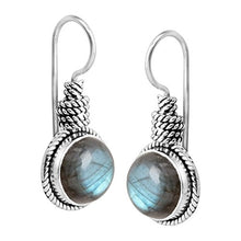 Load image into Gallery viewer, Silpada 'All Aboard' 4 ct Natural Labradorite Twisted Rope Drop Earrings in Sterling Silver