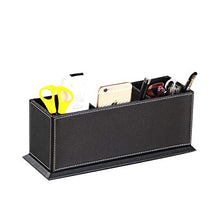 Load image into Gallery viewer, PUSU Leather Cute Pen Organizer,Pencil Holder,Pen Cup/Stand/Tray/Container/Caddy,desk organizers and accessories,Office Supplies Desktop Storage Box for Stationery,Business Card,Phone,etc.… (black)
