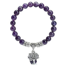 Load image into Gallery viewer, TUMBEELLUWA Beaded Bracelets Semi Precious Stone Yoga Beads Healing Crystals Tree of Life Charm Chakra Bracelet Handmade Jewelry for Women,Amethyst