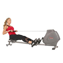 Load image into Gallery viewer, Sunny Health & Fitness Compact Folding Magnetic Rowing Machine with LCD Monitor, Bottle Holder, 43 Inch Slide Rail, 285 LB Max Weight - Synergy Power Motion - SF-RW5801, Silver