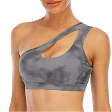 Load image into Gallery viewer, OUYISHANG One Shoulder Sports Bra,Yoga Bra,Workout Bras for Women,Running Sports Bras for Women,Tie Dye BrasY023-grey tie dye-S
