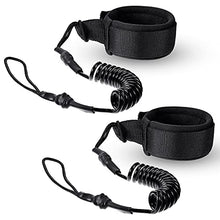 Load image into Gallery viewer, 2 Pieces Surf Board Leashes Coiled Leash SUP Leash Rope Paddle Board Surfboard Leash Surfing Leg Rope SUP Board Leash Surf Straps Stay on Board Ankle Strap Sup Ankle Accessory for Surfing (Black)