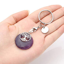 Load image into Gallery viewer, CrystalTears Tree of Life Silver Charms Keychain Amethyst Healing Crystal Chakra Pendant for Womens Mens