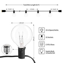 Load image into Gallery viewer, Brightown Outdoor String Lights-2 Pack 25Ft G40 Globe Patio Lights with 26 Edison Glass Bulbs(1 Spare), Waterproof Connectable Hanging Light for Backyard Porch Balcony Decor, E12 Socket Base, Black