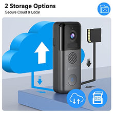 Load image into Gallery viewer, ETSROW Wireless Video Doorbell Camera with Chime, 2K Resolution, 10000mAh Rechargeable Battery, Motion Detection, 2-Way Audio, 166° View, Night Vision, IP65 Weatherproof, Support Local/Cloud Storage