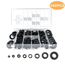 Load image into Gallery viewer, YULIFST 180Pcs Rubber Grommet Assortment Kit, O Ring Rubber Washer, Rubber Hole Grommet Electrical Conductor Gasket Ring Set for Cable, Wire, and Plug-1/4"、5/16"、3/8"、7/16"、1/2"、5/8"、7/8"、1"