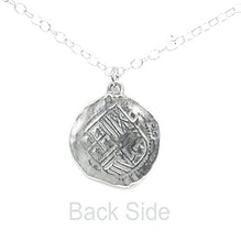 Load image into Gallery viewer, Bright Finished Pirate Pieces of Eight Coin Necklace - Shiny Pewter Replica of Spanish Coin - Handcrafted in USA