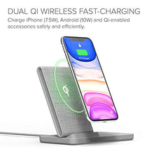 Load image into Gallery viewer, iOttie iON Wireless Duo 10W Stand + 10W Pad Qi-Certified Charger Compatible with iPhone and Samsung Galaxy | Includes Power Cable & Adapter | Light Grey