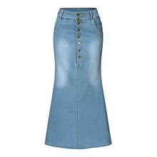 Load image into Gallery viewer, iYYVV Womens Casual Front Button High Waist Washed Denim A-Line Skirts Long Jean Skirt