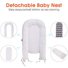 Load image into Gallery viewer, Detachable Baby Nest with Mattresses, Portable Newborn Lounger for Baby 0-24 Months, Soft, Machine Washable, Lightweight (Grey/Elephant)