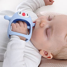 Load image into Gallery viewer, Smily Mia Penguin Buddy Never Drop Silicone Baby Teething Toy for 0-6month Infants, Baby Chew Toys for Sucking Needs, Hand Pacifier for Breast Feeding Babies, Car Seat Toy for New Born, -Light Blue