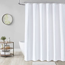 Load image into Gallery viewer, Dynamene White Fabric Shower Curtain, Waffle Weave Heavy Duty Hotel Luxury Cloth Shower Curtains for Bathroom, 72 Inch 256GSM Weighted Bath Curtain Set with 12 Plastic Hooks,72x72
