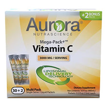 Load image into Gallery viewer, Aurora Nutrascience Mega-Pack+ Liposomal Vitamin C | 3,000 mg per Serving | 32 Single Serve Packs | Gluten Free, Non-GMO, Sugar Free, High Absorption, Immune System Support | 15mL | 16 oz (480 mL)