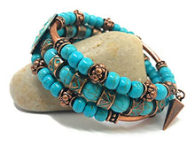 Load image into Gallery viewer, Blue Howlite Turquoise & Copper Southwestern Tribal Jewelry for Men Women Bracelet