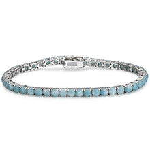 Load image into Gallery viewer, 18K White Gold Plated 5.0 Round Gemstone Tennis Bracelet, Fashion Jewelry Gift for Women and Girl -Opal and Larimar (Larimar stone)