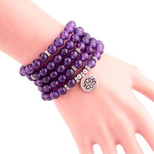 Load image into Gallery viewer, GVUSMIL 8mm 108 Mala Beads Amethyst Wrap Bracelets for Yoga Bead Necklace