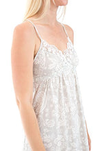 Load image into Gallery viewer, Alexander Del Rossa Womens 100% Cotton Lawn Nightgown, Spaghetti Strap Sleep Dress, Large Beige Cream Filigree (A0587V85LG)