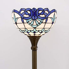 Load image into Gallery viewer, Tiffany Style Torchieres Floor Lamp Table Desk Standing Lighting White Blue Baroque Wide 12 Tall 66 Inch Stained Glass Lampshade for Living Room Bedroom Antique S003B WERFACTORY