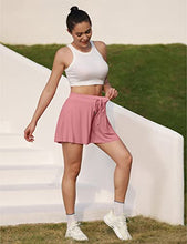 Load image into Gallery viewer, JACK SMITH 2 in 1 Flowy Running Shorts for Women Gym Yoga Athletic Workout Biker Lounge Skorts Summer(L, Light Pink)