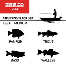 Load image into Gallery viewer, Zebco 202 Spincast Reel and Fishing Rod Combo, 5-Foot 6-Inch 2-Piece Fishing Pole, Size 30 Reel, Right-Hand Retrieve, Pre-Spooled with 10-Pound Zebco Line, Includes 27-Piece Tackle Kit, Pink