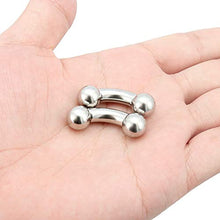 Load image into Gallery viewer, Ftovosyo 2PCS PA Ring Curved Barbell Internally Threaded Monster Screwball Rings 316L Surgical Steel Pierced Body Jewelry 2G 12mm