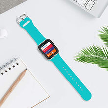 Load image into Gallery viewer, Huishang Compatible for Apple Watch Band 38mm with Screen Protector Case, Soft Silicone Sport Replacement Wristband for iWatch Series 3 2 1 (38mm, Teal)