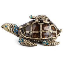 Load image into Gallery viewer, Hipiwe Turtle Jewelry Box with Crystal Decor, Handcrafted Hinged Trinket Box Small Metal Ring Holder Box Fairy Tooth Keepsake Box Figurine Collectible for Home Decor, Gift for Girl Woman