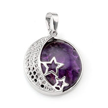 Load image into Gallery viewer, Jovivi Natural Gemstones Moon and Star Healing Crystal Chakra Pendant Necklace with 21.5in Stainless Steel Chain