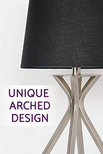 Load image into Gallery viewer, Kira Home Apollo 19" Modern Bedside Mini Table Lamp + 7W LED Bulb (Energy Efficient, 3000K Warm White), Black Fabric Shade, Brushed Nickel Finish