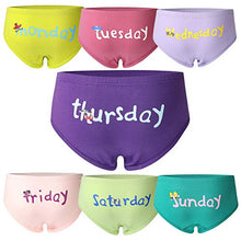 Load image into Gallery viewer, Core Pretty Baby Underwear Toddler Little Girls Soft Cotton Panties Week Underpants Hipster Briefs Monday to Sunday Daily Princess Clothing Novelty Gifts (Pack of 7) (Week, 3-4T), 3T / 4T