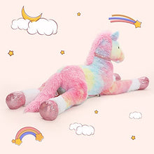 Load image into Gallery viewer, Tezituor Large Horse Stuffed Animal Giant Pony Pink Plush Toy Horse Tie-Dye Fur Big Gift for Kids 35 Inches