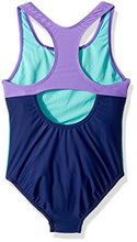 Load image into Gallery viewer, Speedo Girl's Swimsuit One Piece Mesh Splice Thick Strap , Blue Harmony, 7