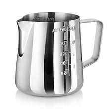 Load image into Gallery viewer, New Star Foodservice 28829 Commercial Grade Stainless Steel 18/8 12 oz Frothing Pitcher and Die Cast Aluminum Tamper Combo Set, Silver