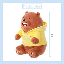 Load image into Gallery viewer, MINISO We Bare Bears Cute Stuffed Animals, Soft Grizzly Plush Toys for Girls Boys Toddlers Kids, (Kawaii Plushies with Yellow Hoodie, 9.6")