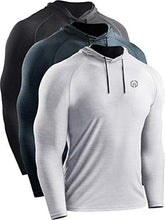 Load image into Gallery viewer, Neleus Men's 3 Pack Dry Fit Running Shirt Long Sleeve Workout Athletic Shirts with Hoods,5071 Dark Grey,Light Grey,Slate Grey,US 2XL,EU 3XL