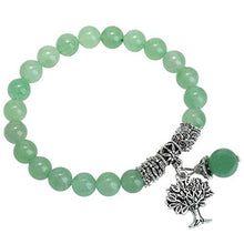 Load image into Gallery viewer, SUNYIK Green Aventurine Handmade Round Stone Tree of Life Stretch Bracelet for Women Men, 7" Strand
