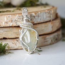 Load image into Gallery viewer, Raw Topaz Necklace - Light Blue Topaz Pendant - November Birthstone Jewelry - Silver Necklace - 24 Inch Silver Chain - Gift for Women - Gift Box