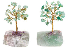 Load image into Gallery viewer, JIC Gem Green Aventurine Healing Crystal Gemstone Tree Wire Wrapped On Natural Green Fluorite Base Home Office Decor Tree Figurine
