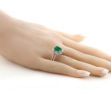 Load image into Gallery viewer, Gem Stone King 925 Sterling Silver Green Simulated Emerald Women's Wedding Engagement Ring (2.78 Ct Emerald Cut (Size 9)