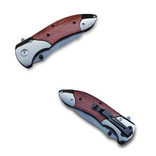 Load image into Gallery viewer, Folding Knife Camping Pocket Knife Hunting - Fast Open Folding Knife Wood Handle - Folding Pocket Knife Assisted Opening - 7CR13Mov Steel 58HRC - for Men Work Outdoor Adventure Hiking Knife Survival