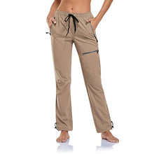 Load image into Gallery viewer, BINSTERAIN Women's Cargo Hiking Pants Zipper Pockets Lightweight Outdoor Elastic Waist Quick Dry Water Resistant UPF 50+ (Khaki, M)