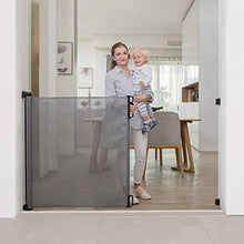 Load image into Gallery viewer, EasyBaby Products Extra Wide and Extra Tall Indoor Outdoor Retractable Baby Gate Extends up to 71" Wide, 39.3" (100cm) Tall, Grey
