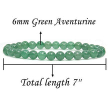 Load image into Gallery viewer, Natural Green Aventurine Gemstone 6mm Round Beads Stretch Bracelet 7" Unisex