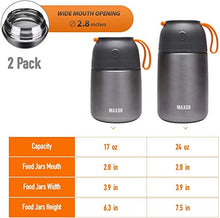 Load image into Gallery viewer, Insulated Lunch Containers Hot Food Jar, 2 Pack Vacuum Soup Thermos Food Flask, 24 oz+17 oz Stainless Steel Bento Lunch Box Keep Hot/Cold with Foldable Spoon & Fork for Kids Adults, Pink