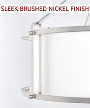 Load image into Gallery viewer, Kira Home Maxwell 17.5" Modern 3-Light Metal Semi Flush Mount + Tempered Glass Diffuser, White Fabric Shade, Brushed Nickel Finish