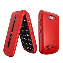 Load image into Gallery viewer, Ushining Flip Phone Unlocked SOS Button Dual Card Dual Standby 2G T-Mobile Flip Phone Large Button Large Volume Easy to Use Senior Phone (Red)