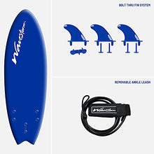 Load image into Gallery viewer, Wavestorm -Soft Top Foam 5'6" Surfboard/Fish Swallow Tail Surfboard for Beginners and All Surfing Levels Youth Complete Set Includes Leash and Multiple Fins, Blue (AZ21-WSSF560-BLU-1PK)
