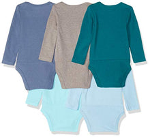 Load image into Gallery viewer, Hanes baby boys Ultimate Flexy 5 Pack Long Sleeve Bodysuits Bodystocking, Blues, 6-12 Months US