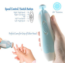 Load image into Gallery viewer, Baby Nail Clippers 20 in 1 by Royal Angels Baby | Safe Electric Baby Nail Trimmer, Baby Nail File Kit, Additional Replacement Heads, Newborn Toddler Toes and Fingernails, Trim and Polish (Blue)